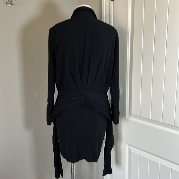 L SPACE Aura Shirt Dress Ruched Hips Back Front Button Up Black Dolman Sleeve S - Picture 8 of 11